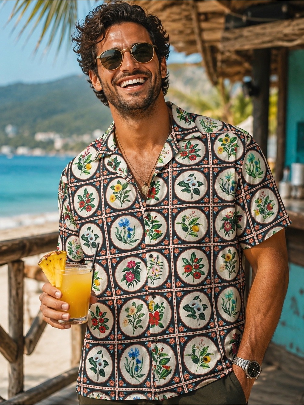 Malibu by Drill Clothing Co Men’s 3XL Floral Camp Collar Shirt Multicolor NWT